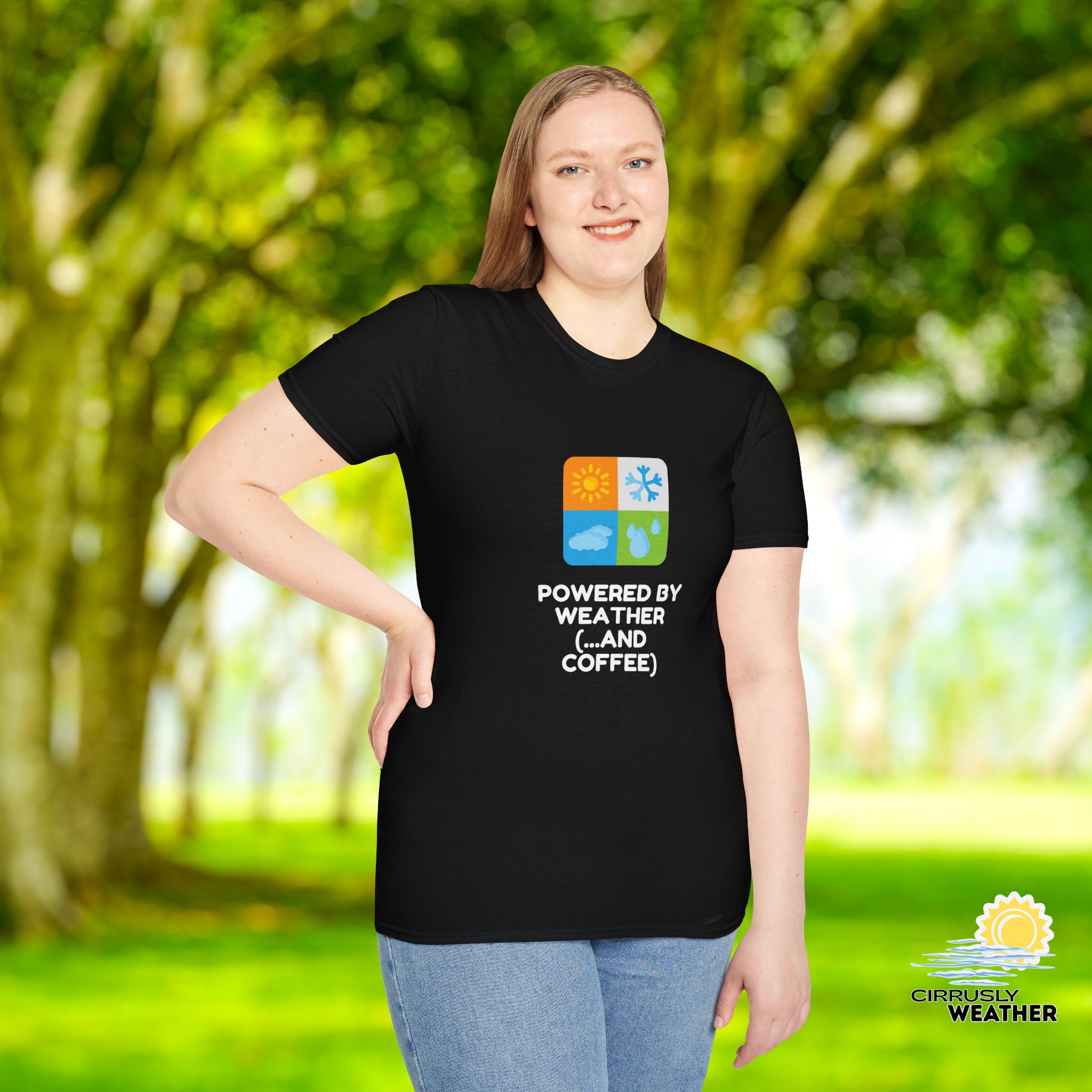 Powered By Weather and Coffee Unisex T-Shirt (Softstyle)