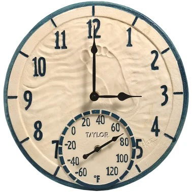 Taylor By the Sea Poly-Resin Clock with Thermometer
